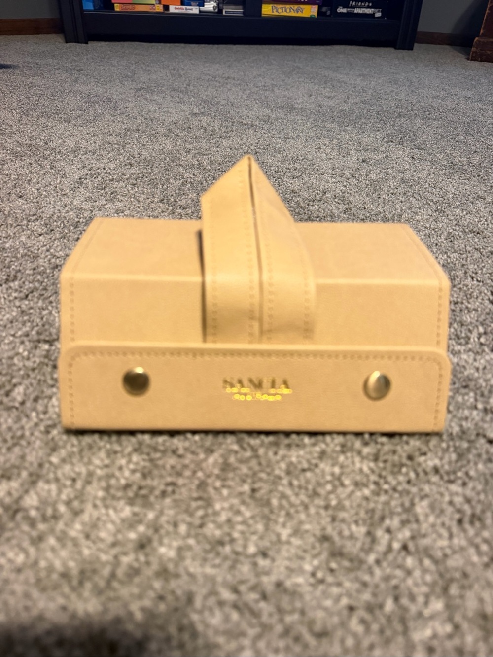 Tan Sunglasses travel Case with Gold Accents